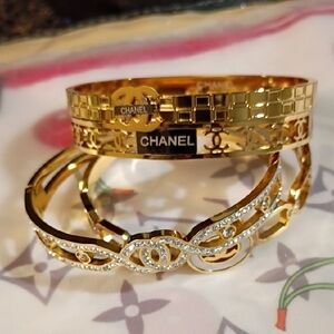 Source Unknown Gold and Silver Bracelet Set